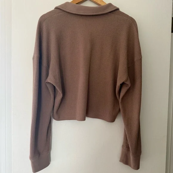 Abercrombie & Fitch Waffle Knit Long-Sleeve Top in Dusty Brown - Picture 3 of 3
